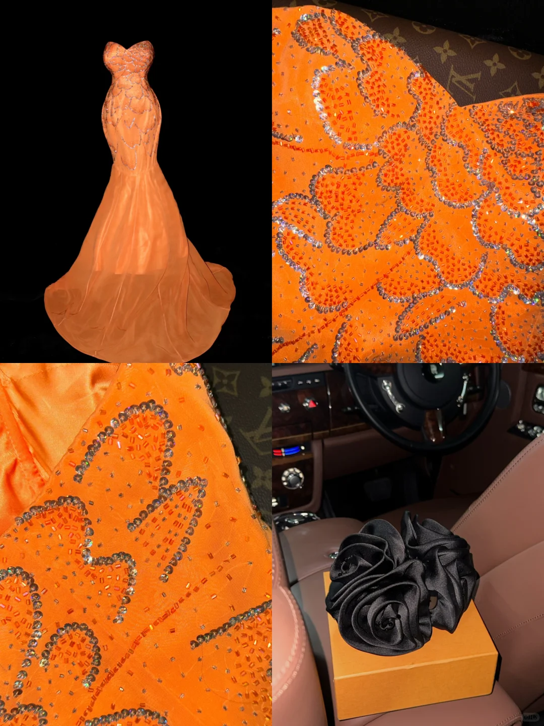 Glorious Orange Mermaid Sweetheart Neck Beaded Tulle Prom Dress Party Evening Dress DP5335