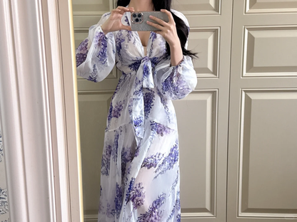 Wisteria A Line Long Sleeve Chiffon Long Prom Dress Outfits DP4611