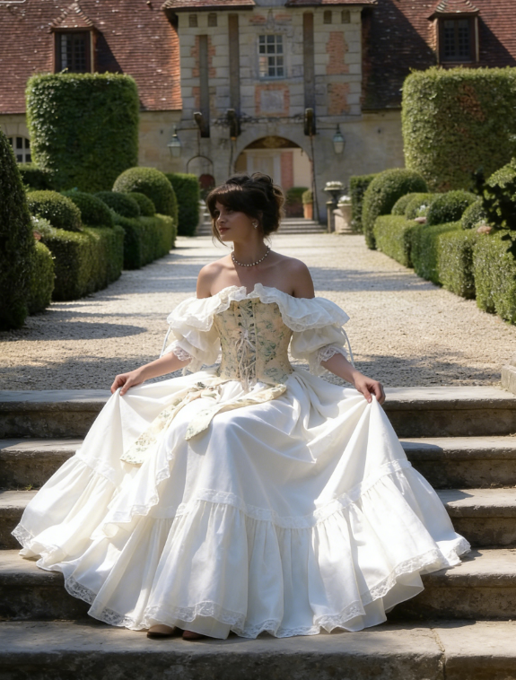 Retro Ball Gown Off the Shoulder White Satin Long Prom Dress Birthday Dress DP3361