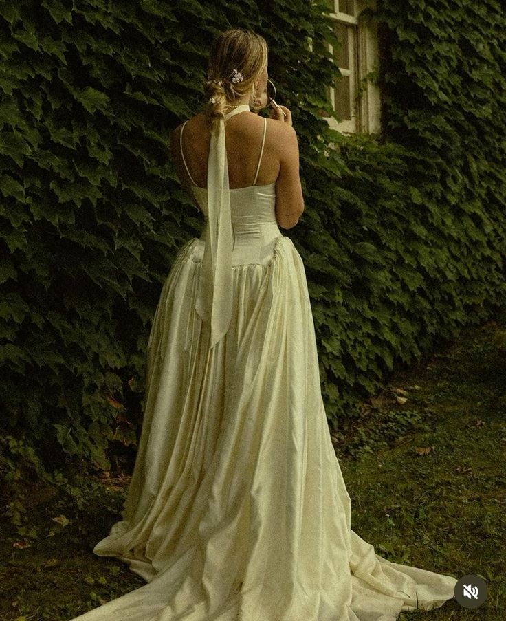 Simple A Line Spaghetti Strap Ivory Satin Long Wedding Dress DP7194