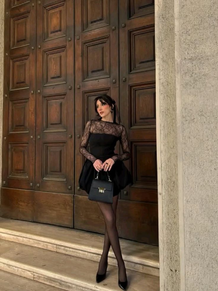 Black A Line Long Sleeve Lace Satin Short Prom Dress Homecoming Dress DP7140