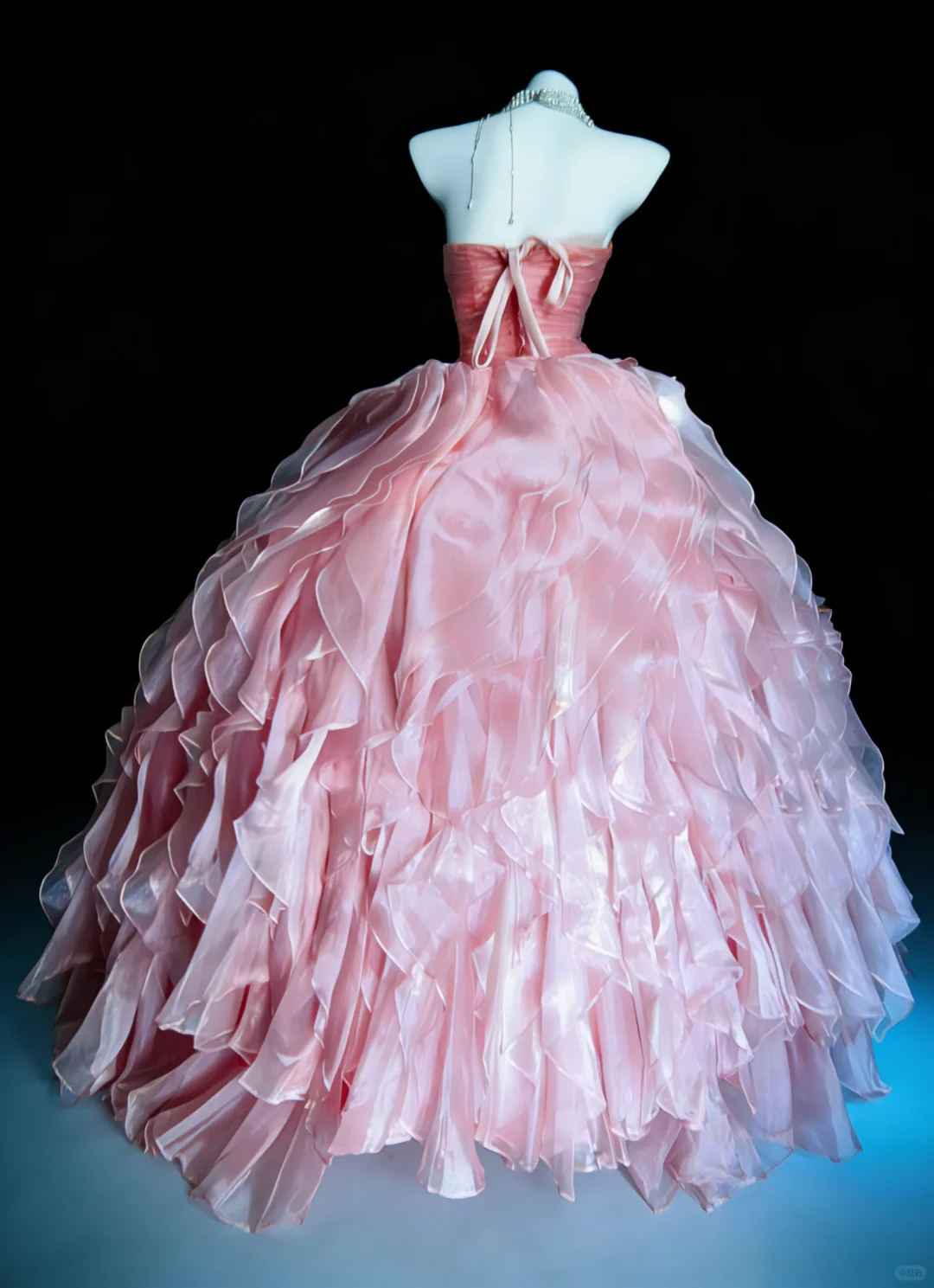 Dreamy Pink A Line Strapless Layered Organza Prom Dress Party Evening Dress DP5346