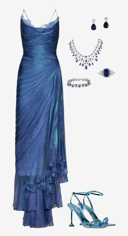 Gentle A Line Strapless Grey Lace Chiffon Long Party Dress Evening Dress DP2363