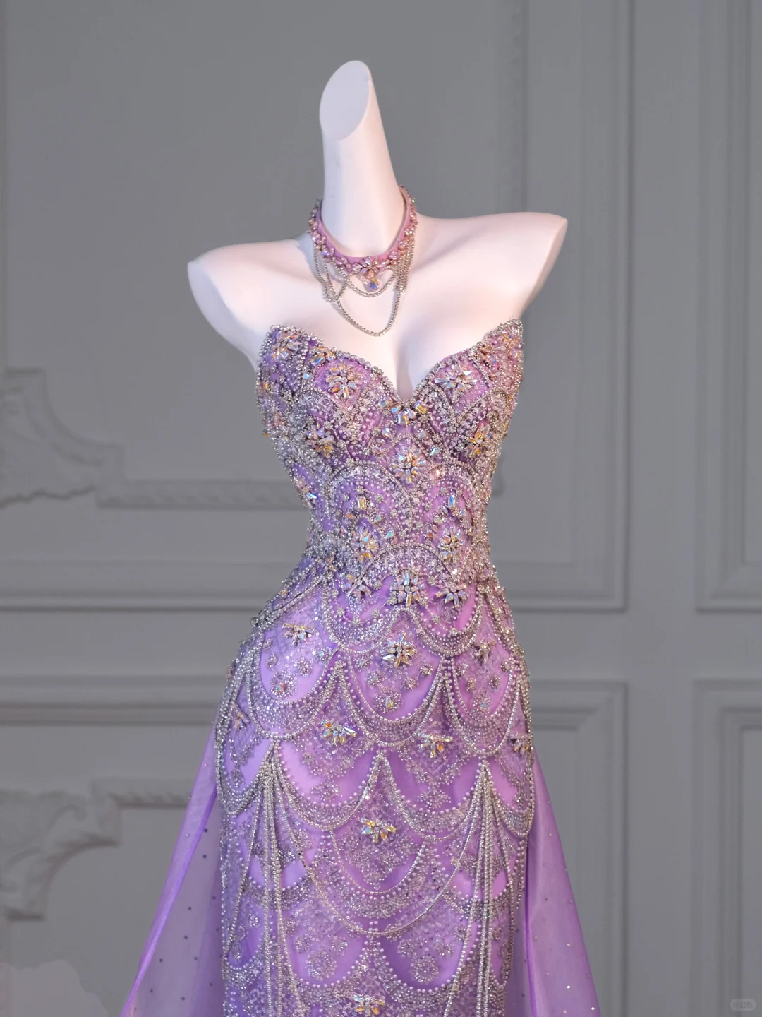 Gorgeous Sheath Strapless Beaded Tulle Long Prom Dress Evening Dress DP2727