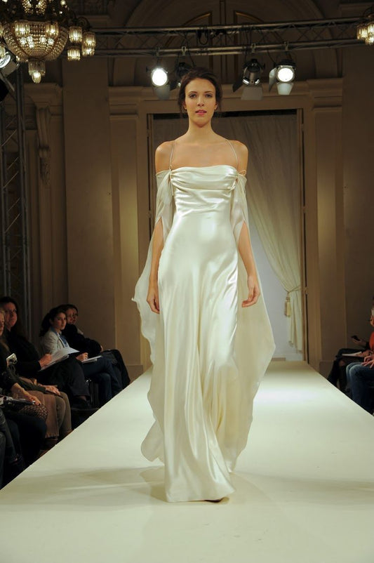 Elegant A Line Spaghetti Strap White Satin Open Back Prom Dress Graduation Prom Dress DP2119