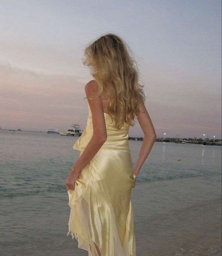 Yellow Two Piece Flowy Halter Satin Chiffon Open Back Formal Party Dress Homecoming Dress DP3002
