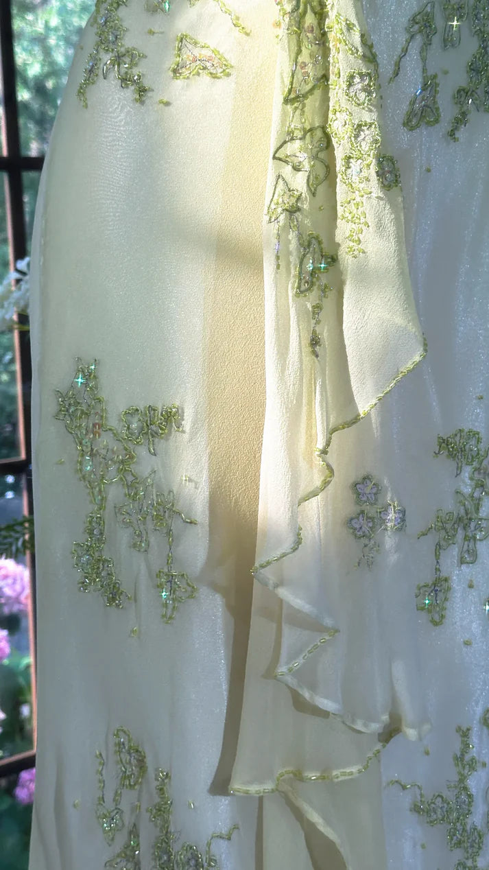 Dreamy Green Mermaid Halter Beaded Chiffon Prom Dress Formal Dress Party Dress DP3514