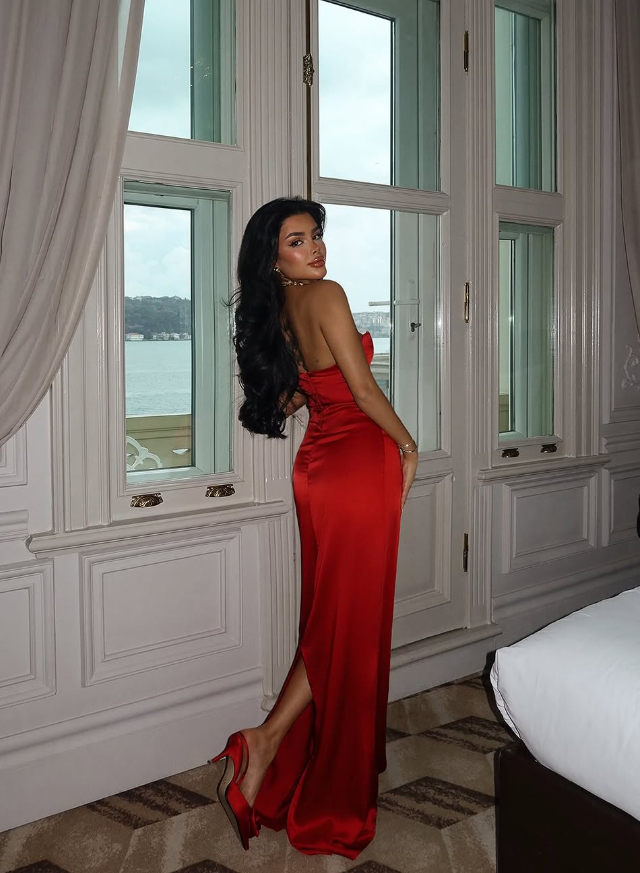 Sexy Mermaid Sweetheart Neck Red Satin Long Prom Dress DP4366