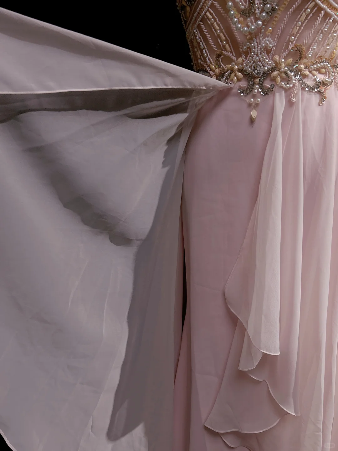 Elegant A Line Round Neck Beaded Pink Chiffon Long Open Back Prom Dress Party Dress DP2769