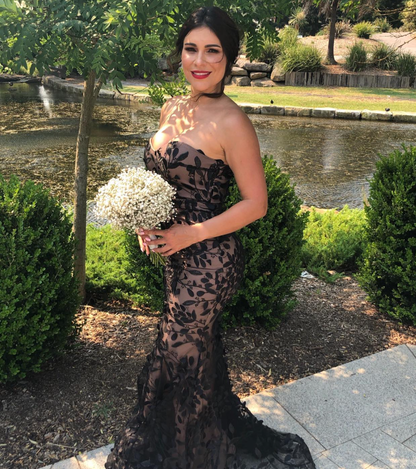 Sexy Mermaid Sweetheart Neck Appliques Tulle Prom Dress Evening Dress DP1575