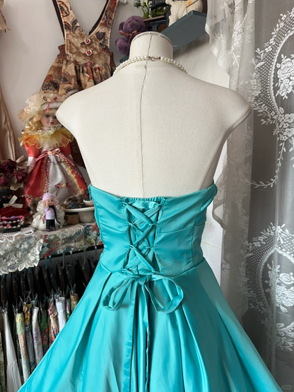 Miami Blue Vintage A Line Strapless Satin Short Homecoming Dress Outfits DP4997