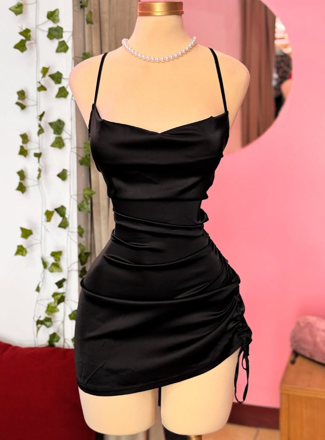 Mini Dress Sexy Sheath Spaghetti Strap Red Satin Prom Dress Cocktail Dress DP2776