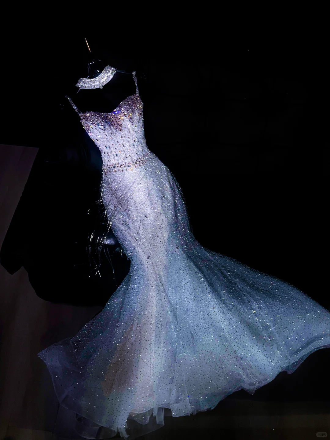 Gorgeous Mermaid Spaghetti Strap Beaded Sequin Blue Tulle Long Party Dress Evening Dress DP2599
