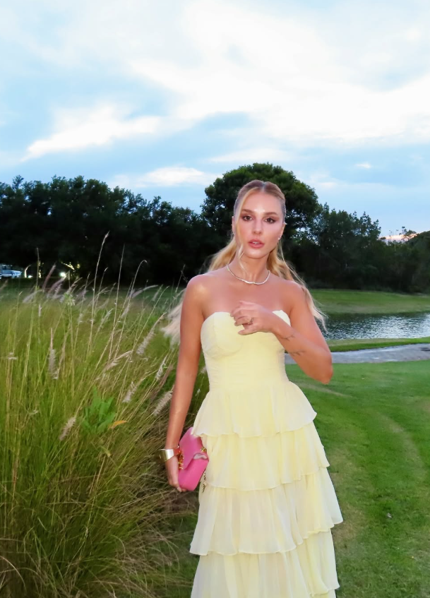Light Yellow A Line Sweetheart Neck Layered Chiffon Prom Dress Evening Dress Date Dress DP6199