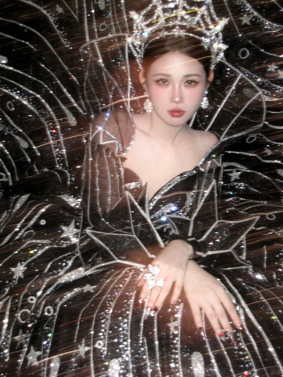 Luxurious Black Ball Gown Long Sleeve Shiny Sequin Long Prom Dress Evening Dress DP5381