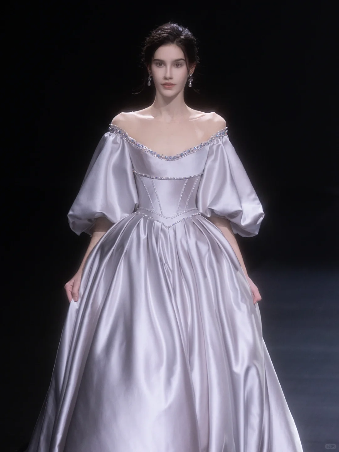 Gorgeous A Line Long Sleeve Beaded Satin Prom Dress Party Dress DP2624