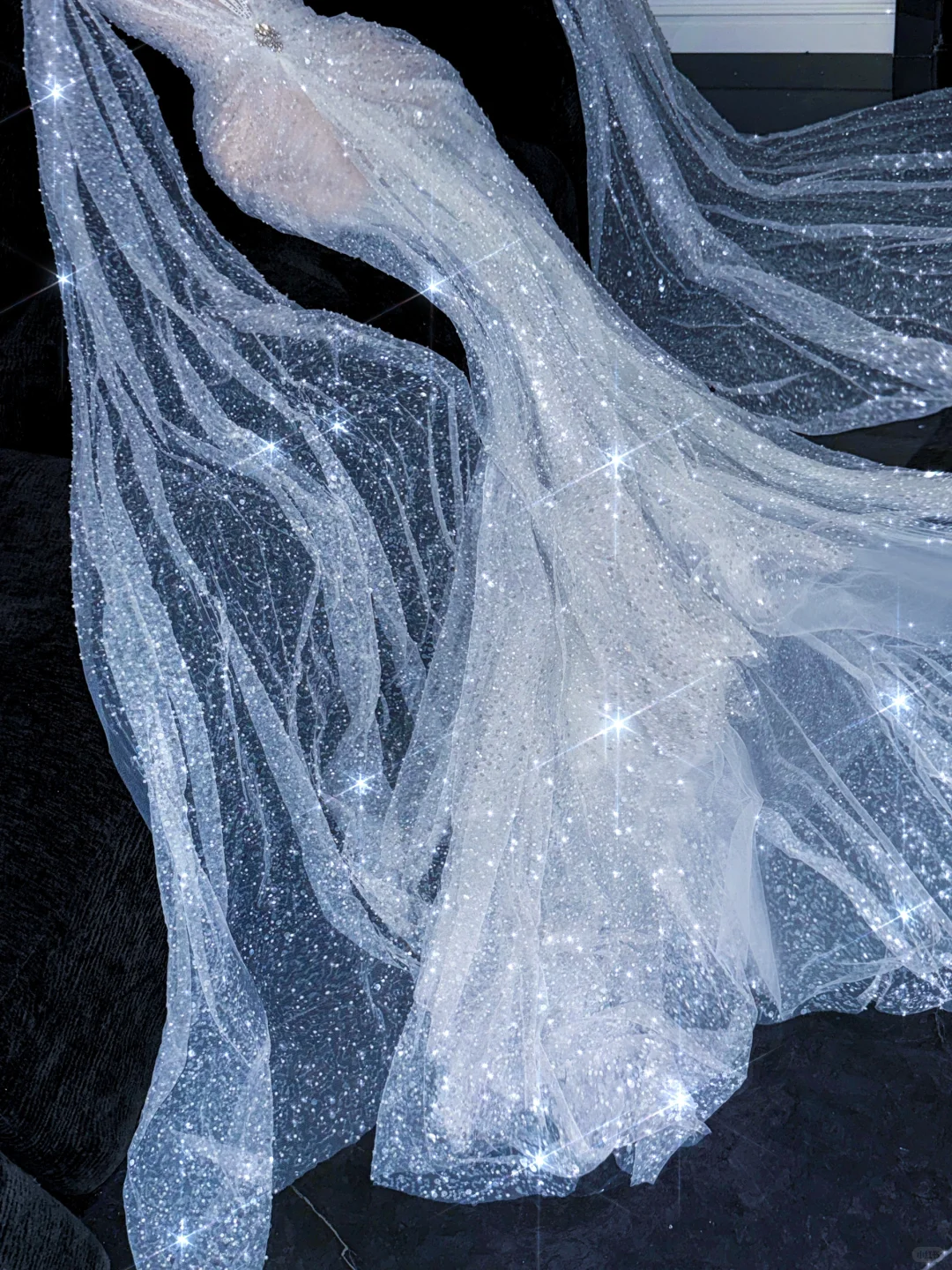 Stunning Mermaid Long Sleeve Rhinestone Sequin Tulle Long Prom Dress Wedding Dress DP2576