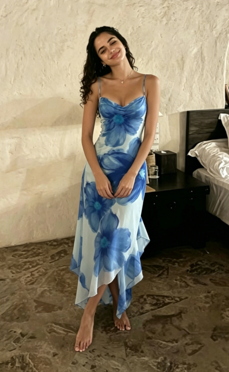 Unique Chiffon Print Floral Evening Dress Prom Dress Party Dress DP5254