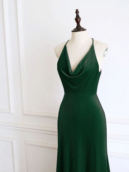 Unique Green Velvet Long Prom Dress Formal Evening Dress DP060