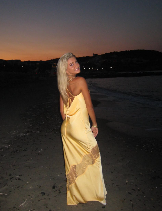 Charming Sheath Spaghetti Strap Yellow Lace Satin Long Open Back Prom Dress Evening Dress DP1637