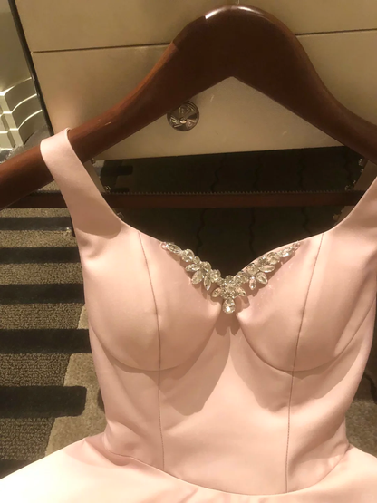 Pink Ombre A Line Simple Satin Short Prom Dress Homecoming Dress DP6388