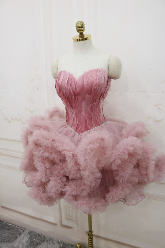 Pink Tulle Short Homecoming Dress Cocktail Dress DP353