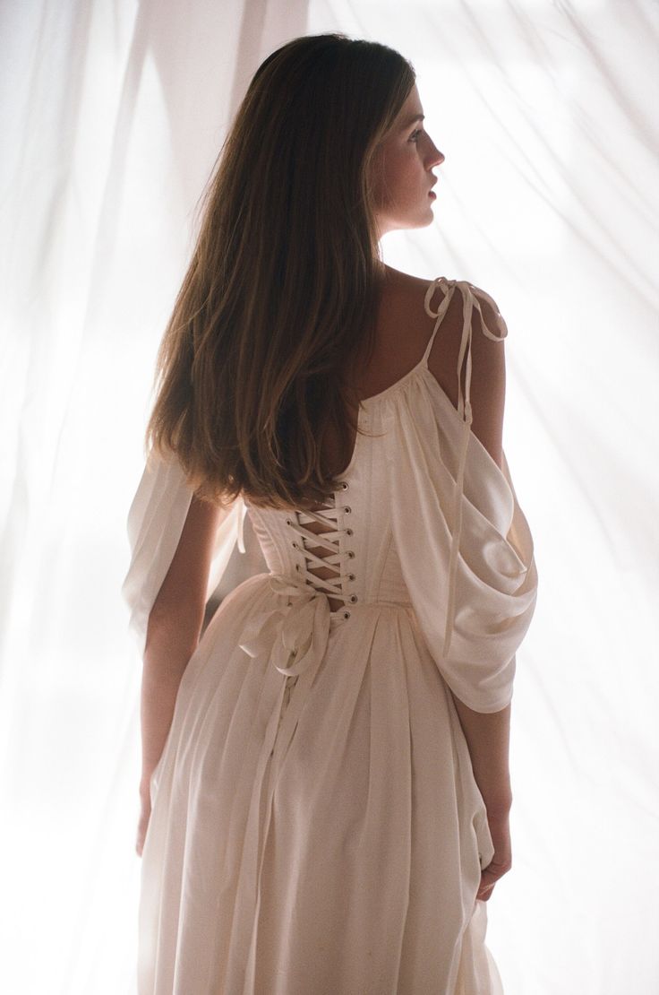 Gentle White A Line Off the Shoulder Chiffon Satin Birthday Dress Wedding Dress DP3033