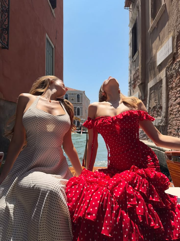 Charming Red Polka Dot A Line Off the Shoulder Layered Chiffon Prom Dress Evening Dresses DP7581