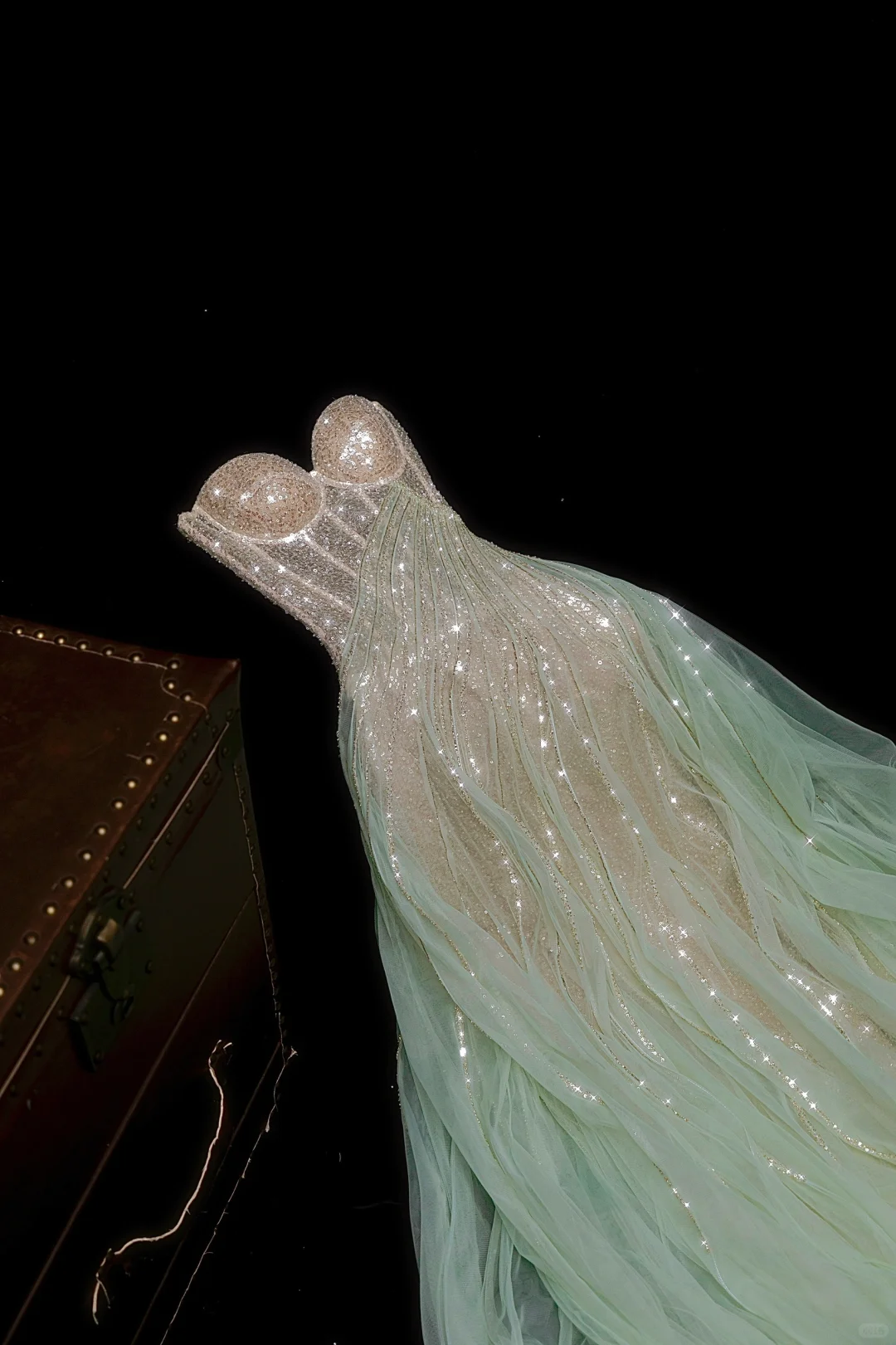 Exquisite A Line Strapless Beaded Green Champagne Tulle Party Dress Evening Dress DP2861