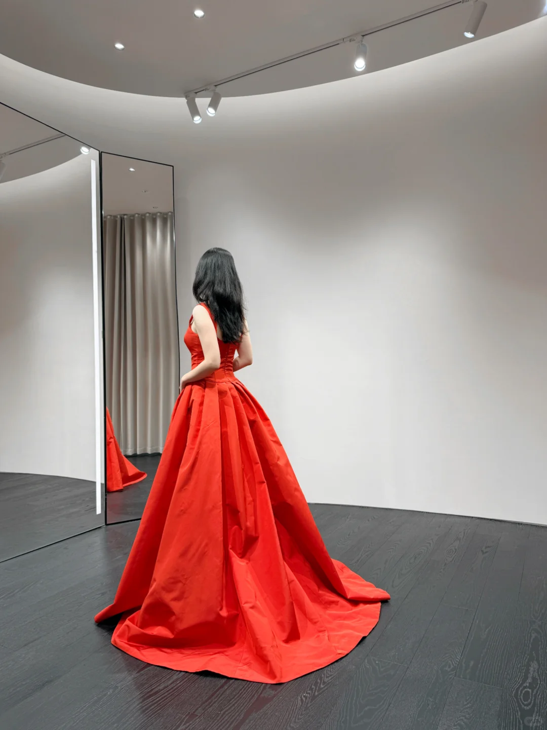 Charming Red A Line Straps Satin Long Prom Dress Evening Dress DP4773