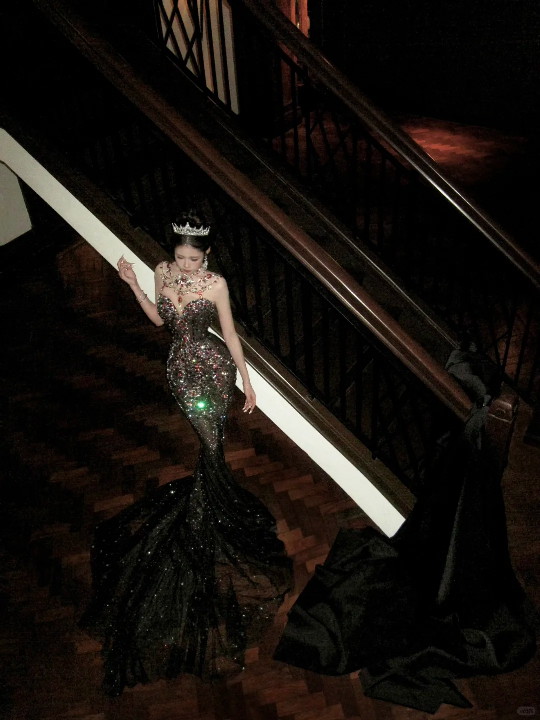 Black Sexy Mermaid Sweetheart Neck Beaded Tulle Prom Dress 16th Birthday Dress DP4248