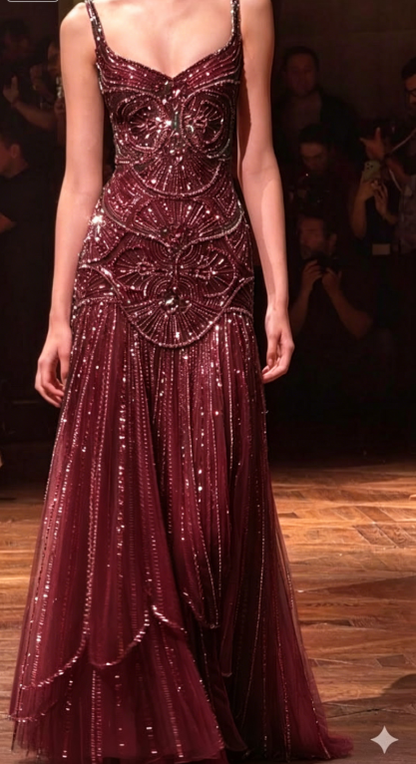 Luxurious Emerald A Line Straps Exquisite Beaded Prom Dress DP5177