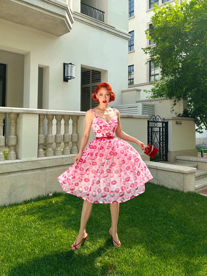 Flaming Lips Vintage A Line Spaghetti Straps Chiffon Party Dress Homecoming Dress DP3733