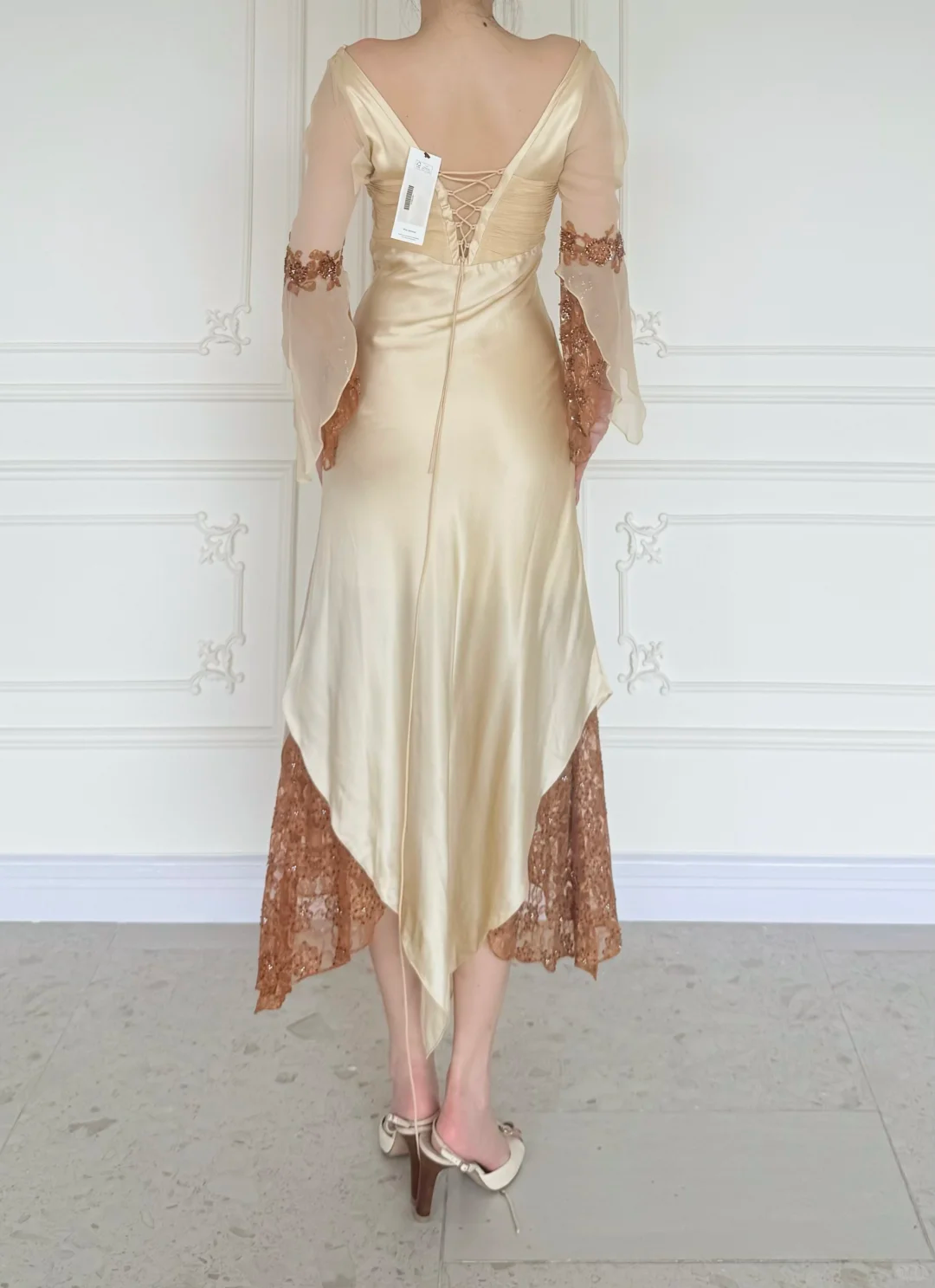 Vintage Sexy Appliques Lace Satin Prom Dress Evening Dress DP5169