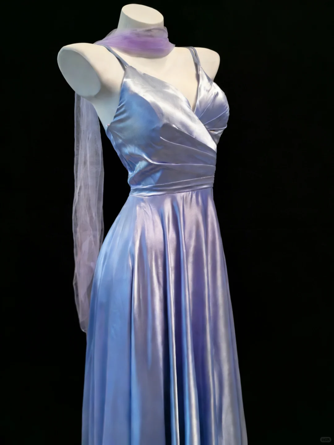 Simple Vintage A Line Spaghetti Strap Pleated Satin Prom Dress Evening Dress DP4730