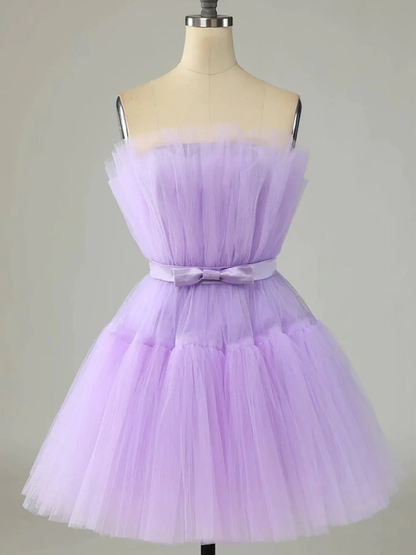 Purple Tulle Short Prom Dress Homecoming Dress DP436