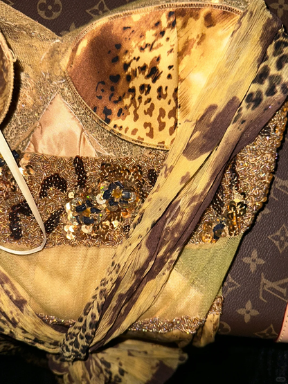Sexy Leopard Print Satin Chiffon Prom Dress Party Evening Dress DP5358