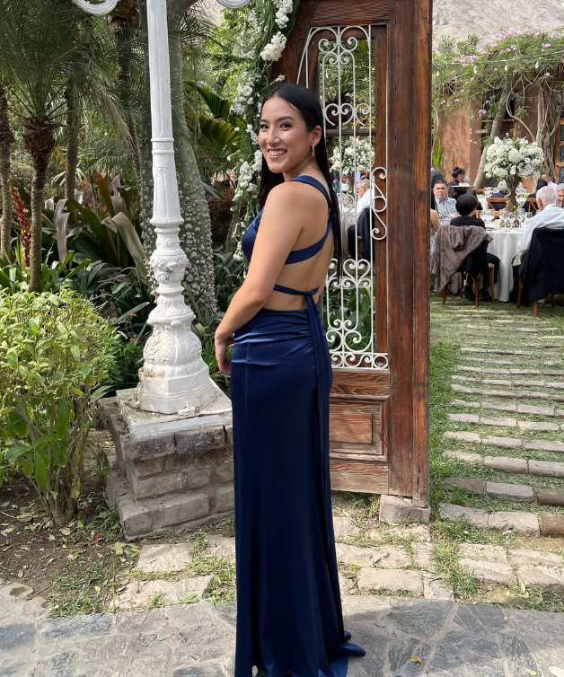 Simple A Line V Neck Navy Blue Satin Long Prom Dress Evening Dress DP1410