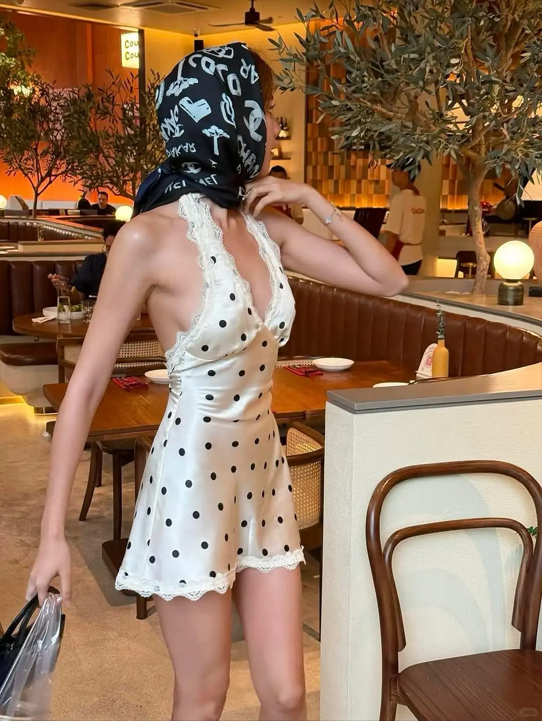 Cute A Line Halter Classic Polka Dot Lace Satin Short Homecoming Dress Outfits DP4518