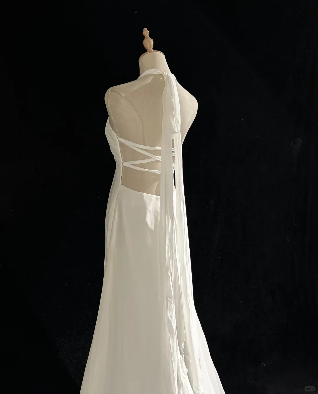 Vintage Gentle A Line Halter Beaded White Chiffon Long Prom Dress Party Dress DP2766