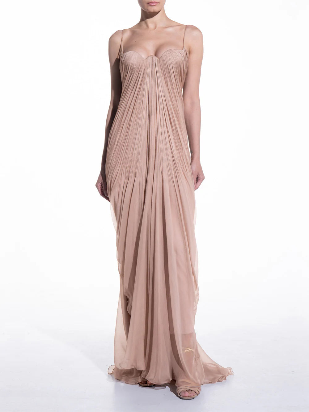 Gentle Sheath Spaghetti Strap Light Pink Tulle Long Party Dress Evening Dress DP2362