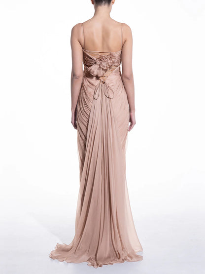Gentle Sheath Spaghetti Strap Light Pink Tulle Long Party Dress Evening Dress DP2362