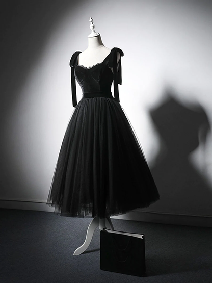 Black Velvet Tulle Short Prom Dress Homecoming Dress DP085