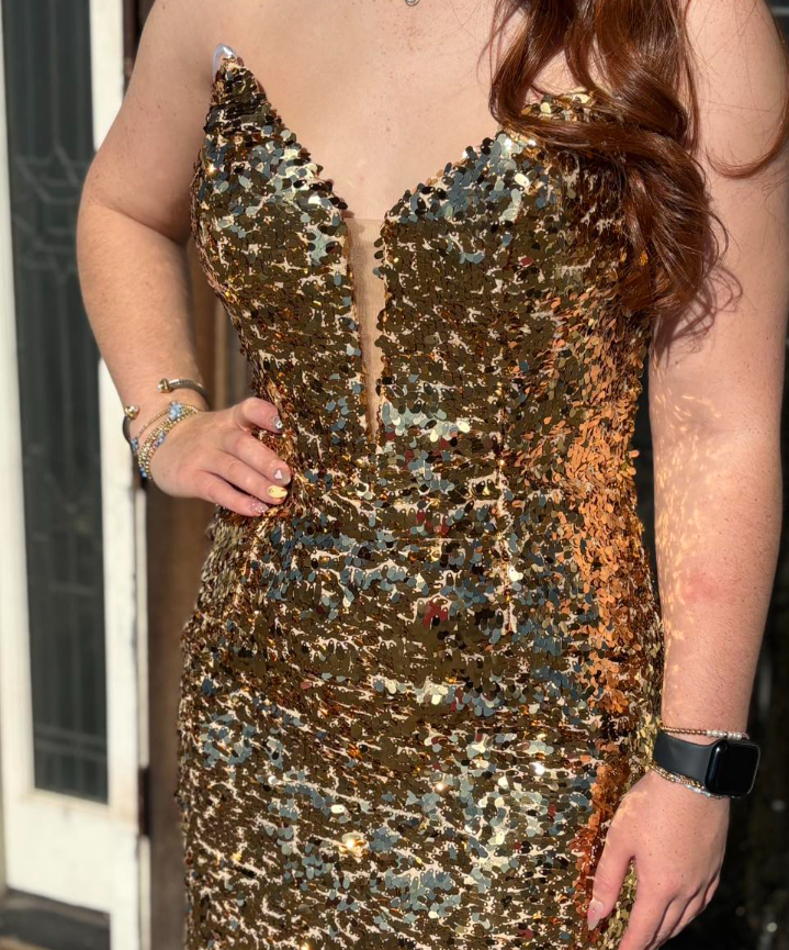 Gold Mermaid Sweetheart Neck Sequin Long Prom Dress Evening Dress DP6578
