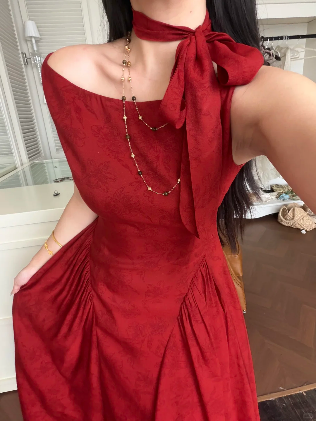 Classic Simple A Line Red Satin Long Prom Dress Evening Dress DP5646