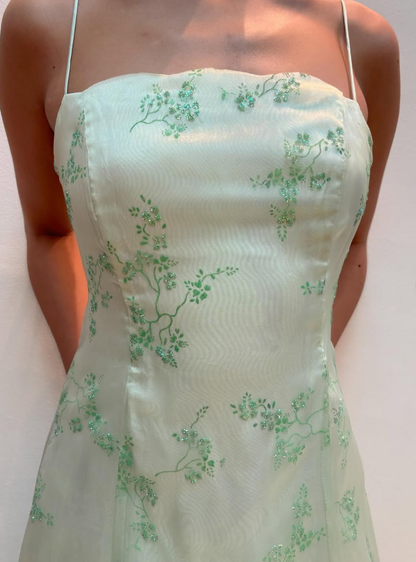 Elegant A Line Strapless Print Flower Tulle Prom Dress Evening Dress DP1742