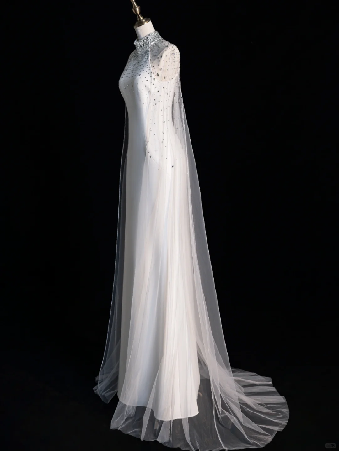 Unique A Line Halter Rhinestones White Satin Tulle Party Dress Evening Dresses DP2358