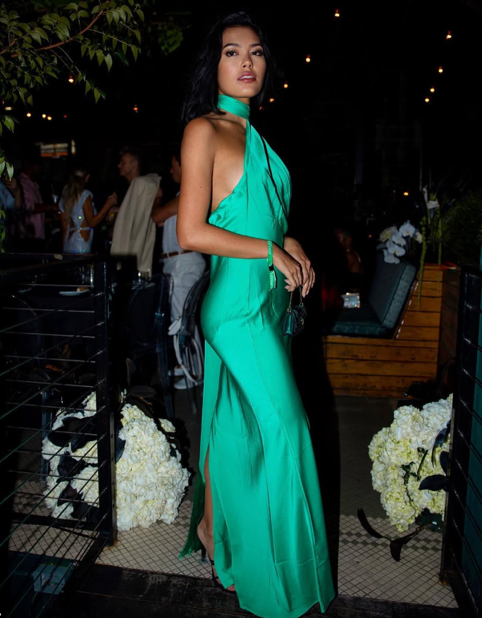 Simple Sheath Halter Green Satin Open Back Prom Dress Graduation Prom Dress DP2106