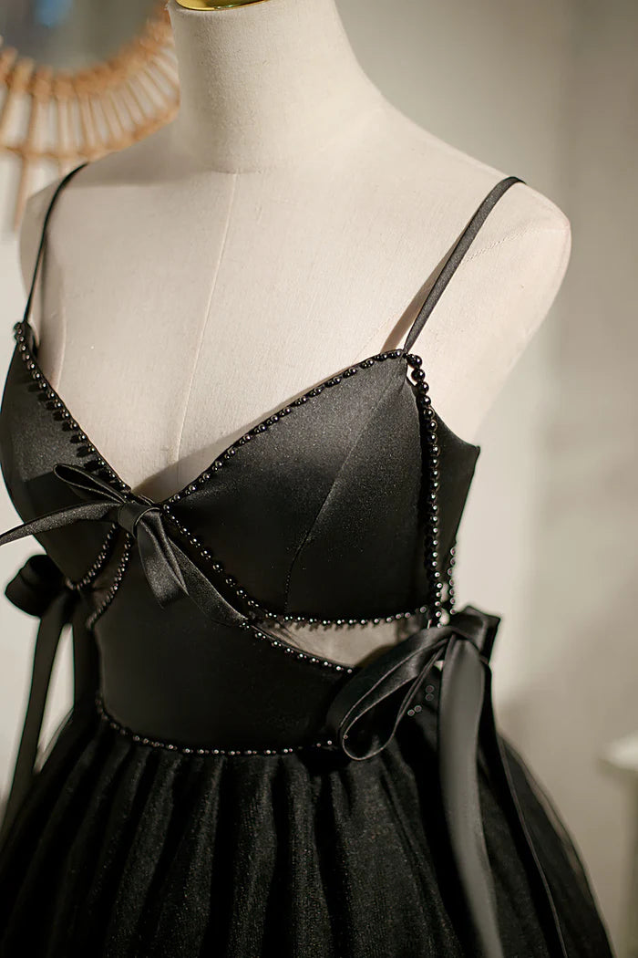 Sexy Spaghetti Straps Beading Satin Bow Short Homecoming Dresses DP972