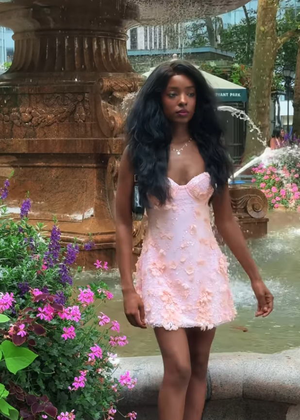 Cute Pink A Line Spaghetti Strap Floral Beaded Tulle Short Homecoming Dress DP4376